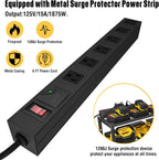 YYR Heavy Duty Power Tool Organizer with Charging Station, Cordless Drill Hanger Storage Rack, Battery Tools Holder Wall Mount Shelf for Garage - 32 Inch Equipped with Surge Protection Power Strip