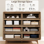 8 Drawer Dresser and Nightstand Sets for Bedroom, 3 Piece Bedroom Set, Wood 8 Drawer Dresser and Nightstand Set of 2, Fluted Chest of Drawers Wide Storage Organizer Cabinet Set, Natural Oak