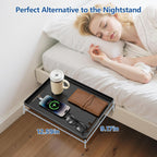 Bedside Shelf for Dorm Bunk Bed, Clip On Nightstand, Bed Side Table Tray Organizer, College Dorm Room Essentials for Girls/Guys, Bedside Tray with Cable Management for Dormitory, Back to School