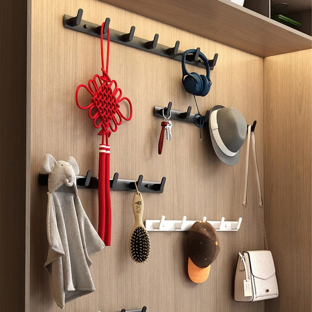 Gxfctys Coat Rack Wall Mount, Modern Wall Hooks for Hanging Coat Clothes Hats Bags with 5 Hooks, Space Aluminum Black Towel Hooks for Kitchen Entryway Bathroom Bedroom (5 Hooks, Style 1)