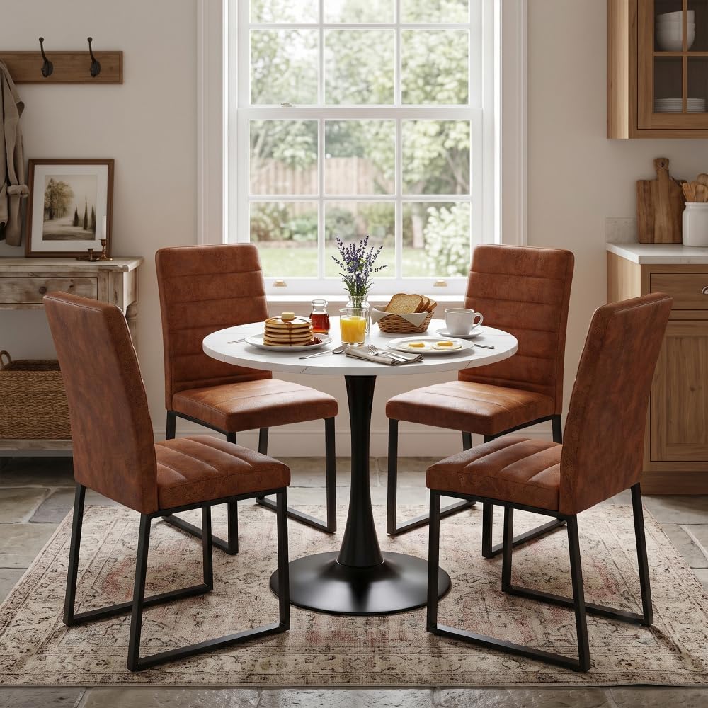 Round Dining Table Set for Apartment Living Space-Saving Design for Multiple ...