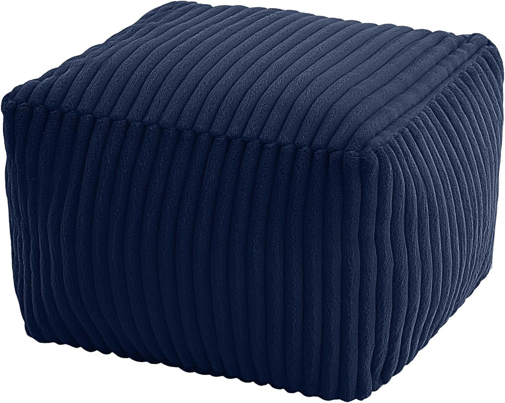 MeMoreCool Square Pouf Ottoman Foot Rest, 15 Inch Faux Fur Pouf, Navy | Fluff...