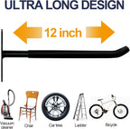 Large Garage Hooks Heavy Duty - 4 Pack 12.2" Long Garage Storage Utility Hooks, Wall Mount Ladder Hanger, Garage Organizer for Hanging Tool, Chairs, Hoses, Garden Tool, Bulk Items, Ropes, etc.