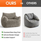 Giant Bean Bag Chair with Ottoman, Oversized Memory Foam Bean Bag Sofa for Adults and Kids, Large Comfy Fluffy Single Lounges Mini Couch for Living Room, Bedroom & Dorm(Taupe)