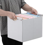 HOONEX Large Collapsible Storage Bins, Linen Fabric, Pack of 2, Storage Baskets with Wooden Carry Handles and Sturdy Heavy Cardboard, for Home, Office, Car, Nursery, White