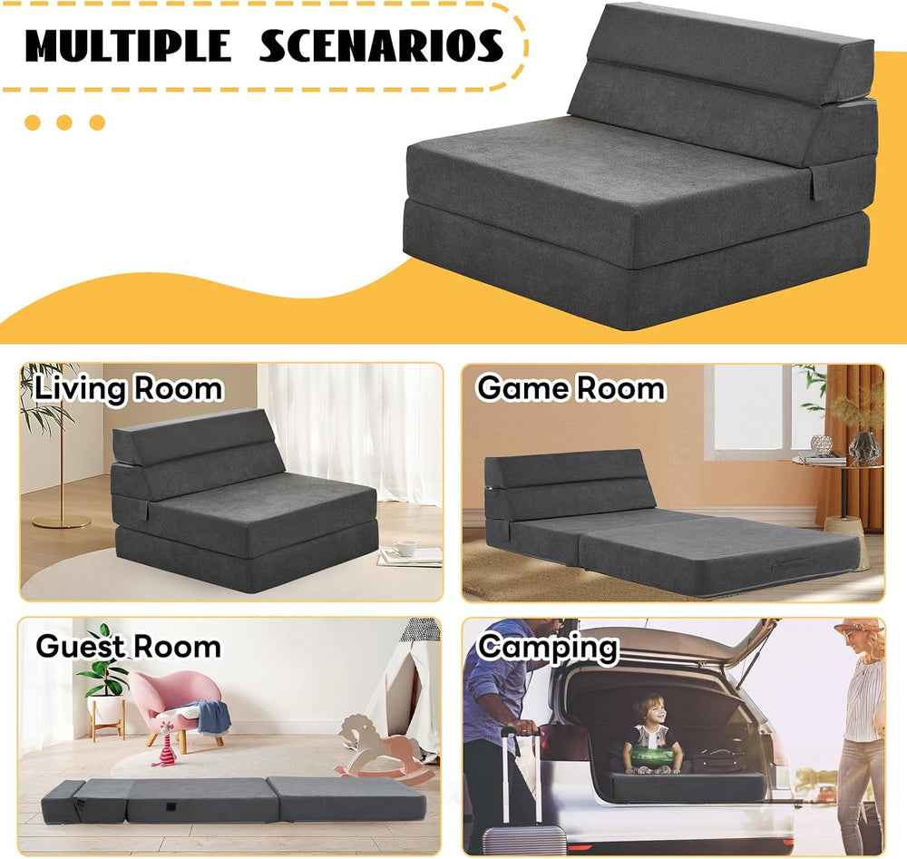 jela Foldable Sofa Bed Large Soft Foam Convertible Sleeper Chair Luxury Miss ...