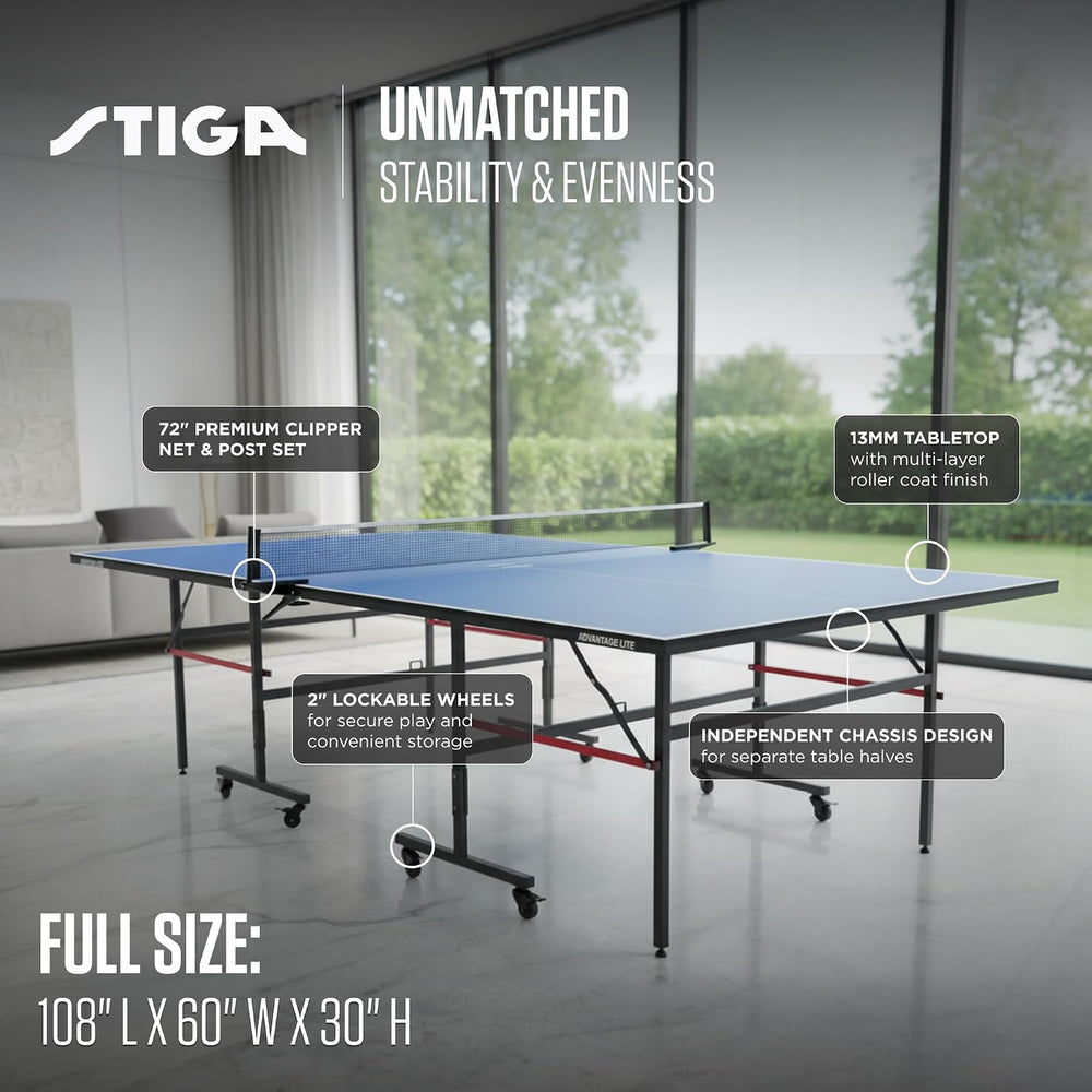 STIGA Advantage Series Indoor Ping Pong Table, Foldable Table Tennis Table - ...