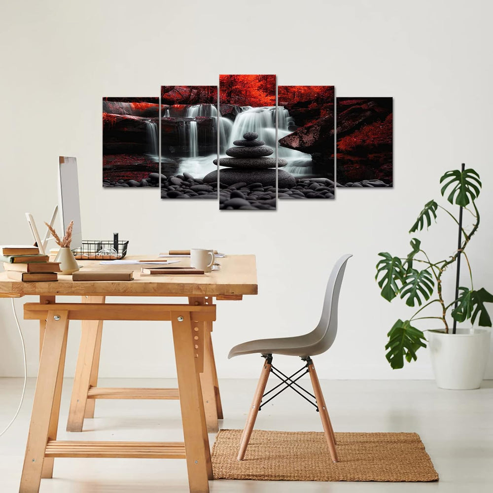 Conipit Black White Red Landscape Print Artwork for Living Room Red Tree Canv...