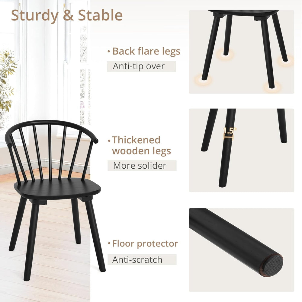 LUE BONA Black Dining Chairs Set of 8, Farmhouse Wood Dining Chairs with Semi...