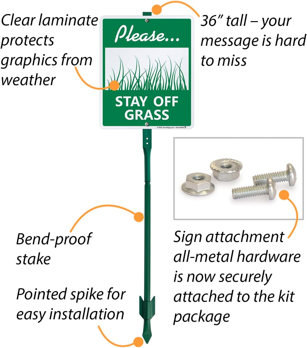 SmartSign "Please - Stay Off Grass Sign" LawnBoss® Sign | 10" ...
