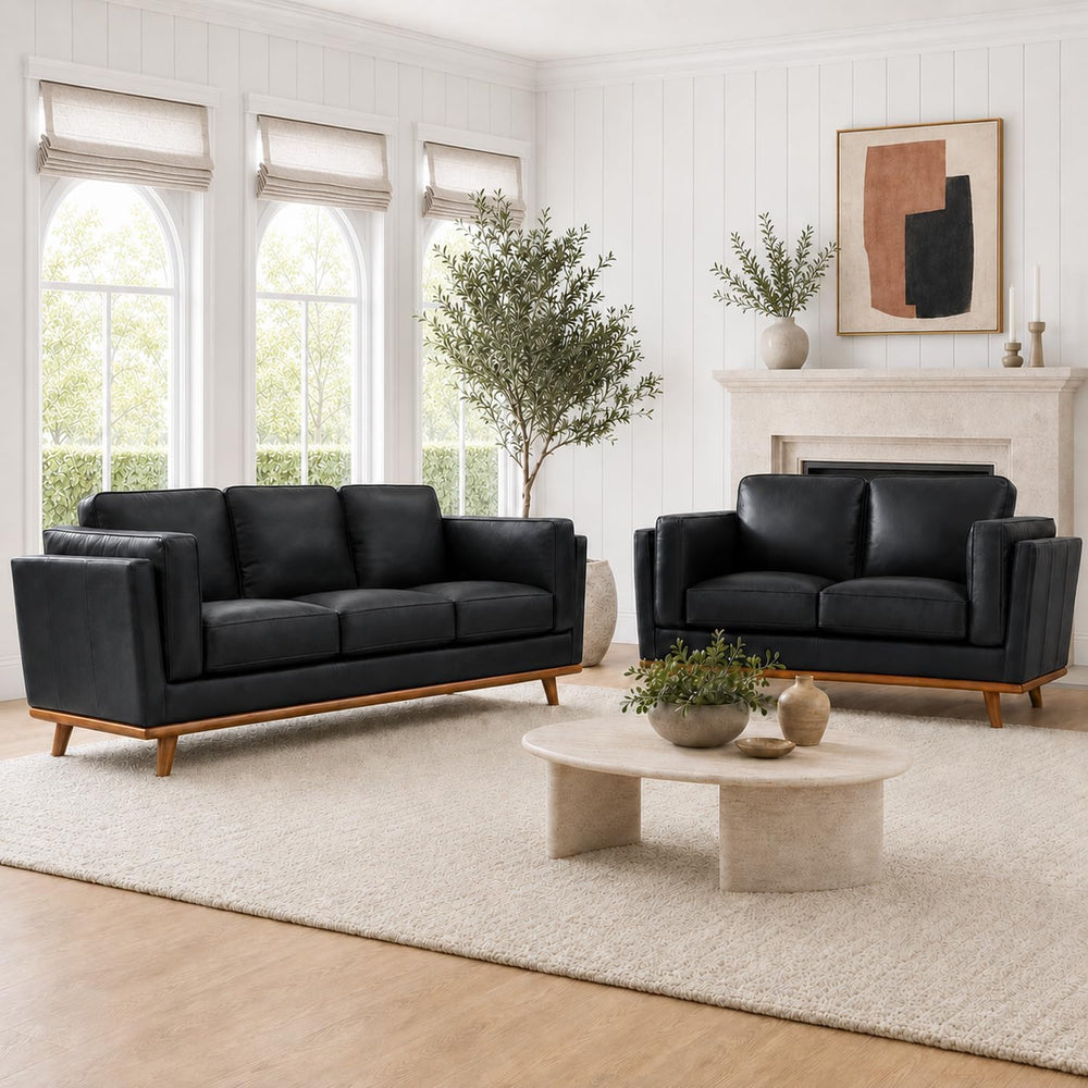 Valencia Artisan Full Leather Loveseat Sofa 66”| Pure Full Italian Nappa Leat...