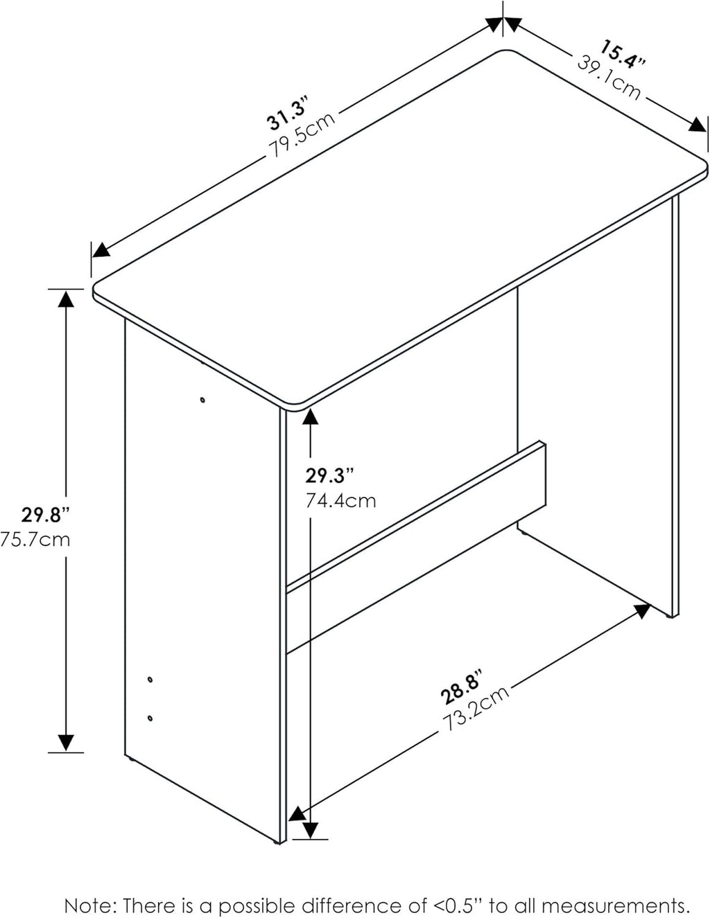 Furinno Simplistic Small Desk, 31.3" Wide Gaming Desk, Rectangular Computer Desk with Rounded Edges, Office Desk for Home Office, Bedroom, Study Room, Dorm, French Oak