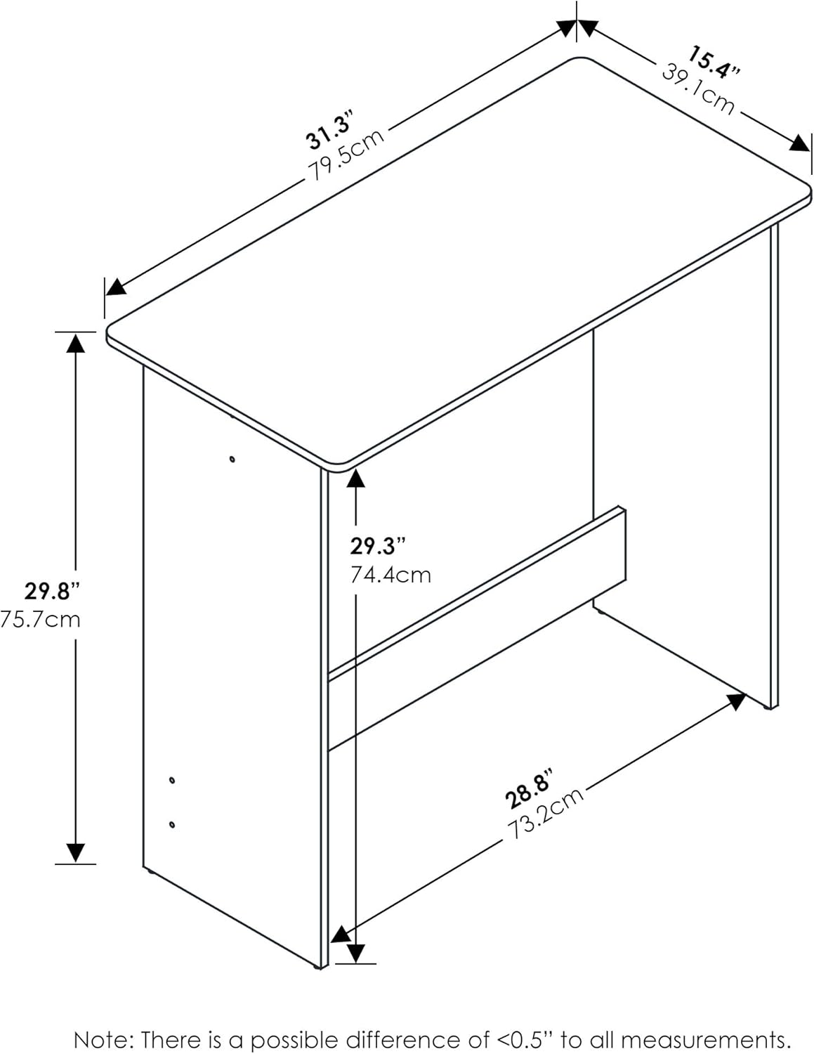 Furinno Simplistic Small Desk, 31.3" Wide Gaming Desk, Rectangular Computer Desk with Rounded Edges, Office Desk for Home Office, Bedroom, Study Room, Dorm, French Oak
