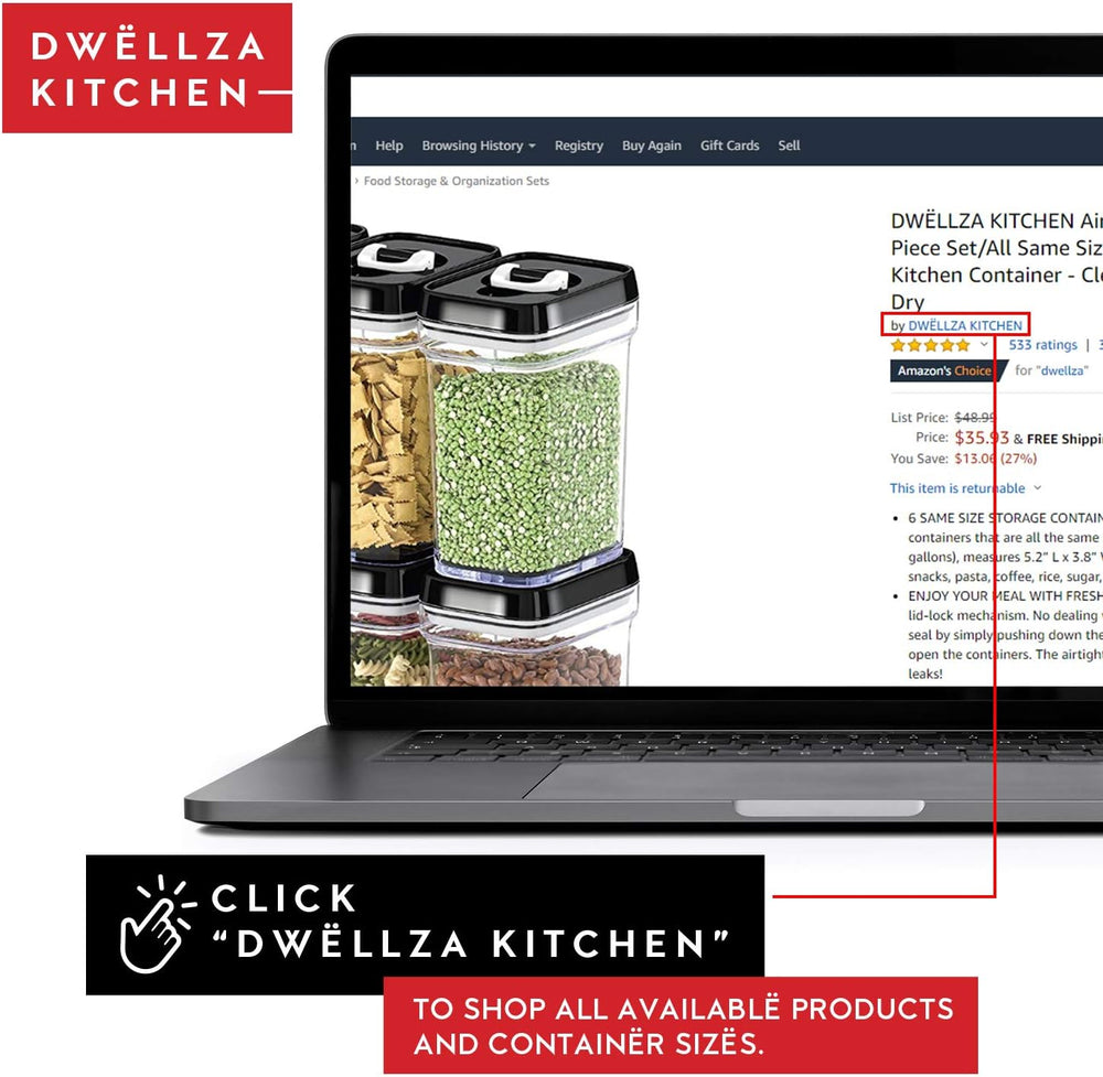 DWËLLZA KITCHEN Airtight Food Storage Containers with Lids – 4 Piece Set Air ...