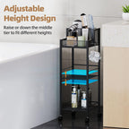VITVITI Metal Hair Tool Organizer Shelf for Bathroom, 3 Tiers Hair Product Organizer Cart Floor Stand, Curling Irons Straighteners Storage Makeup for Vanity (Black Color)