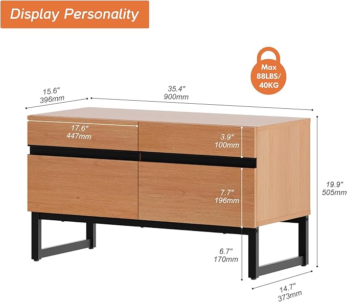 WAMPAT Modern TV Stand for TVs Up to 40 Inch, Entertainment Center Media Console with Storage Cabinet, TV Console for Living Room, Mocha