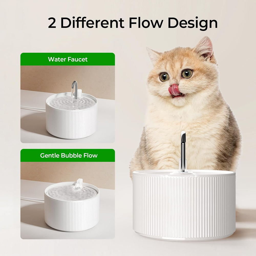 Voluas 2.2L Ceramic Cat Water Fountain, Pet Drinking Fountain with 1 Filter
