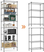 8 Tier 2000 lbs Storage Rack Metal Wire Shelving Unit, Storage Standing Shelf Organizer for Laundry Bathroom Kitchen Pantry Closet Garage Utility Room, Chrome 13.8" D x 23.6" W x 79.5" H