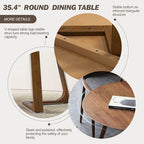 Walnut Round Dining Table for 4, 35.4" Small Wood Round Kitchen Table with Solid Wood Legs, Mid Century Modern Dining Room Tables for Home, Restaurant,Circle Coffee Table for Small Space