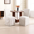 Parsons Dining Chairs Set of 2 Upholstered Linen Fabric Kitchen Chairs with Removable Skirt, High Back Side Chairs with Solid Wood Legs for Dining/Living Room, Banquet,Khaki