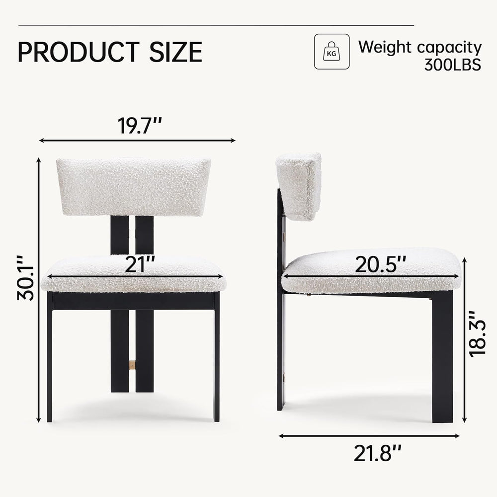 Morden Fort Boucle Dining Chair Set of 4, Upholstered Kitchen Chairs with Met...