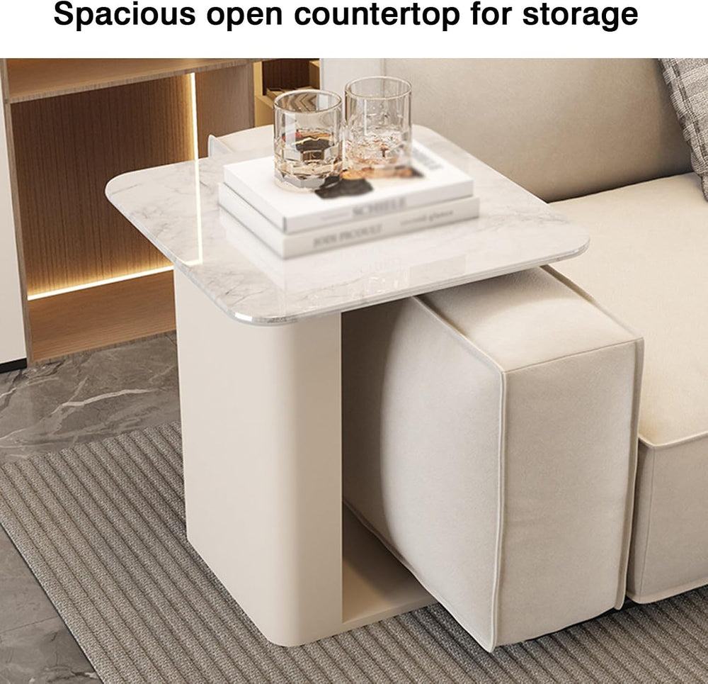 Bedside/Sofa Side Table – Two-Tier Micro-Crystalline Stone Table (Suitable as...