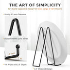 TR-LIFE 4 Pack 12 Inch Large Plate Stands/holder for Display - Metal Picture Frame Holder Stand + Easels for Platter, Book, Plaque, Photo, Table top Art