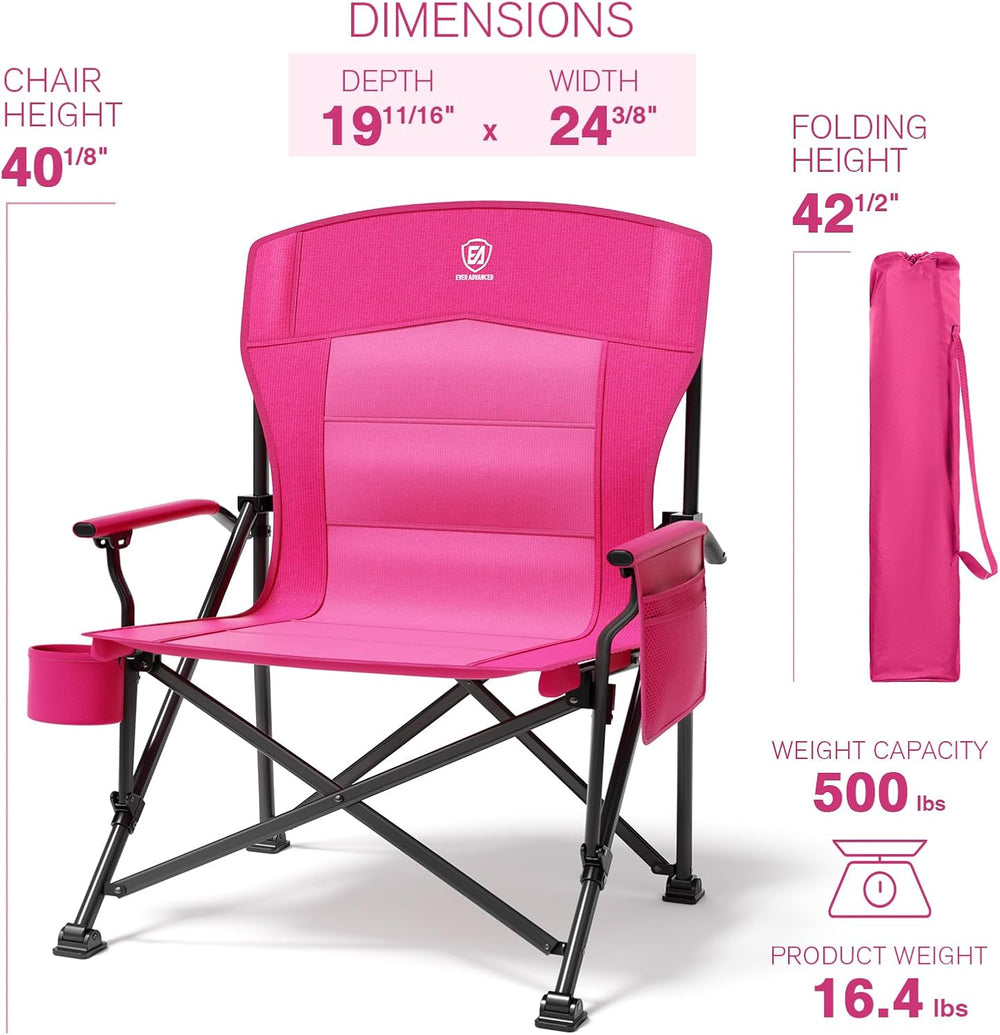 EVER ADVANCED Oversized Folding Women Camping Chair, for Adults Heavy Duty La...