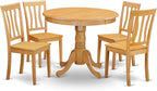 East West Furniture ANTI5-OAK-W 5 Piece Dining Room Table Set Includes a Round Wooden Table with Pedestal and 4 Kitchen Dining Chairs, 36x36 Inch, Oak