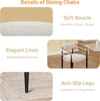 Morden Fort Modern Dining Chairs Set of 2, Upholstered Boucle Dining Chairs with Gold Arms and Black Metal Legs for Kitchen, Living Room and Apartment