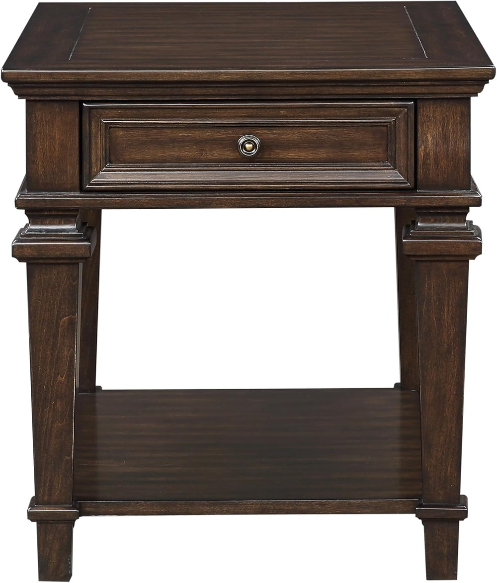 End Table with Storage Drawer Espresso Living1pc