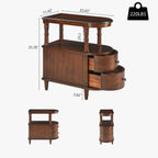 Wood End Table with 2 Drawers and Storage Shelf, Narrow Sofa Side Table for Living Room, Vintage Slim Nightstand Bedside Table for Bedroom, Slim Chair Side Table Cherry Walnut BG-A508-CY