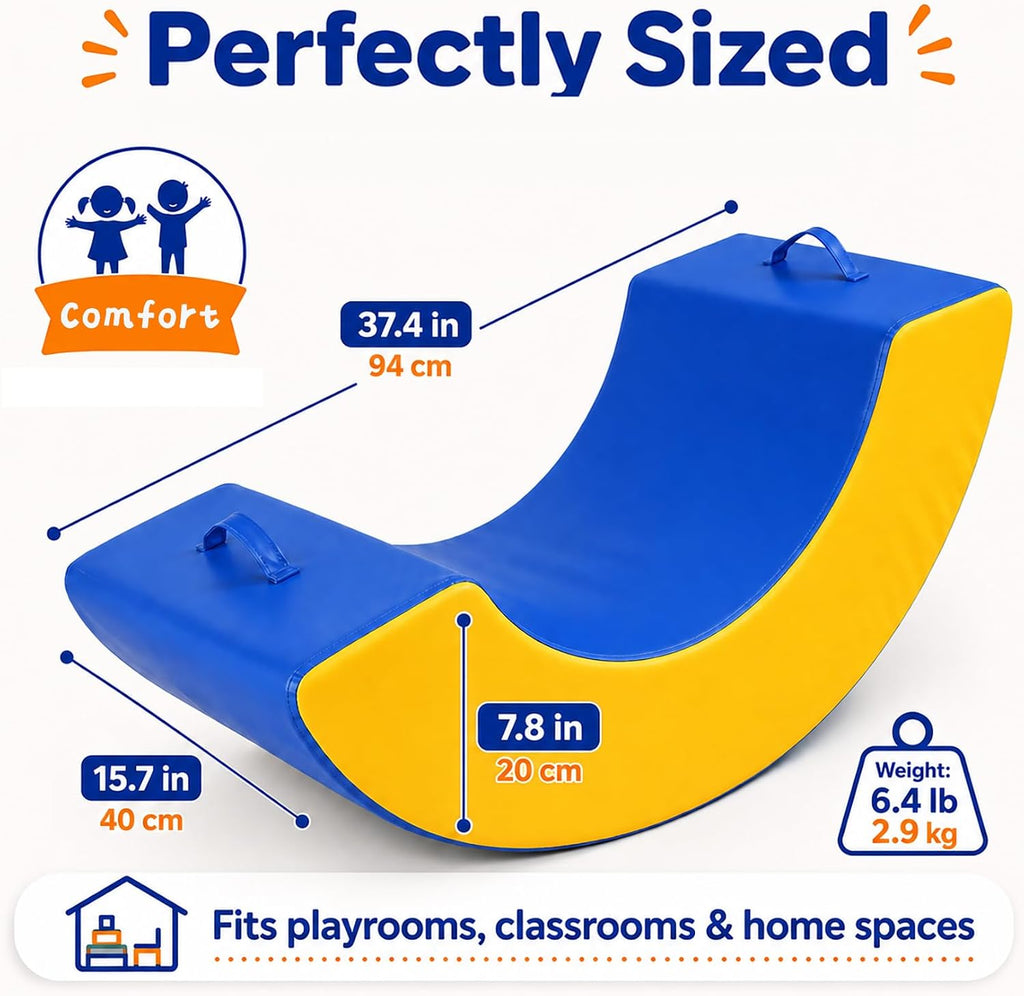 Sensory Rocking Chair with Waterproof PU Cover | High-Density Foam Portable Sensory Chair for Kids, Classroom Rocker for Focus & Engagement, Handle Design