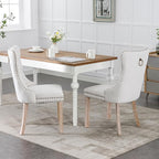 Modern Dining Chairs Set of 8, Tufted Upholstered Dining Chairs with Solid Wood Legs, Beige Linen Fabric Kitchen Chair, Sillas de Comedor, Comfy Kitchen Chair (Beige, Linen, 8Pcs)