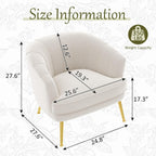 Velvet Accent Chair Set of 2, Barrel Armchair, Beige | Velvet Upholstery, Golden Metal Legs, Comfy Barrel Back, Modern Style, Living Room Bedroom Office