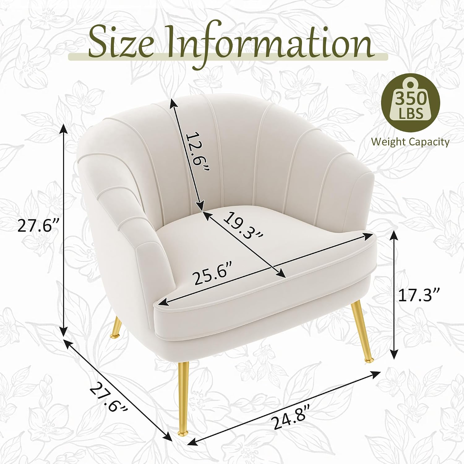 Velvet Accent Chair Set of 2, Barrel Armchair, Beige | Velvet Upholstery, Golden Metal Legs, Comfy Barrel Back, Modern Style, Living Room Bedroom Office