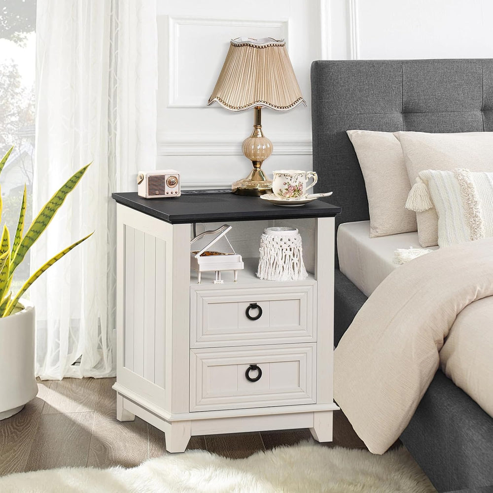 Joaxswe Farmhouse Coffee Table Set of 3, Charging Station Sets