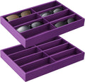 Amylove 2 Pcs Sunglass Organizer Trays Glasses Stackable Jewelry Trays Sunglass Organizer Display Box(8 Grids,Purple)