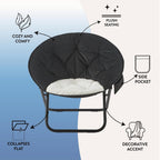 Urban Lifestyle Colorblock Micromink Saucer™ Chair with Black Legs, Black/White