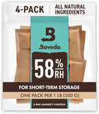 Boveda 58% Two-Way Humidity Control Packs For Storing 1 lb – Size 67 – 4 Pack – Moisture Absorbers for Storage Containers – Humidifier Packs – Hydration Packets in Resealable Bag