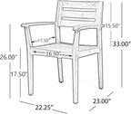 Merax Acacia Wood Dining Chairs Set of 2,Stamford Outdoor Acacia Wood Dining Chairs for Kitchen, Living Room,Outdoor,Grey