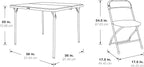 Office Star Resin 5-Piece Folding Square Table and Chair Set, Light Grey