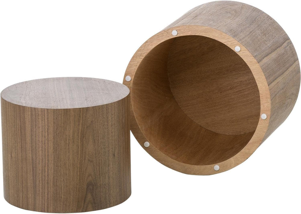 Nesting Coffee Table Set of 2, Wood Round Coffee Table, Modern Coffee Table f...