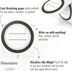 Easy Remove Dissolvable Canning Labels for Mason Jars (2" Round) Canning Supplies - Washes Off in Seconds Like Magic - Jar Labels for Homemade Jam, Jelly, and More (Black, 200/Roll) by MESS