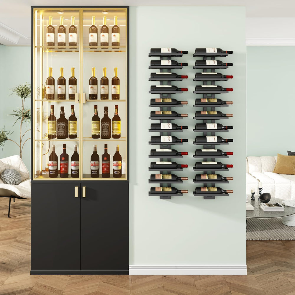 IBUYKE Wall Mounted Wine Rack 12 Bottle,Metal Storage Rack,Black TMJ909B | Wi...