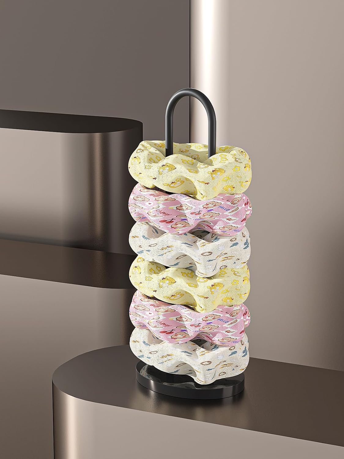 Scrunchie Holder,Hair Tie Organizer Holder,Hair Accessories Organizer Stand,Metal and Acrylic Combination Hair Accessory Storage Displays Holder (Black)