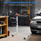 Adjustable Work Table with Wheels, Mechanic Rolling Tool Tray Table for Garage Repair Shops DIY, 220LBS Capacity Mobile Heavy Duty Steel Tool Cart (Gray)