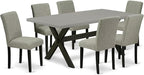 East West Furniture X697AB106-7 7 Piece Kitchen Table Set Consist of a Rectangle Dining Table with X-Legs and 6 Shitake Linen Fabric Parson Dining Chairs, 40x72 Inch, Multi-Color