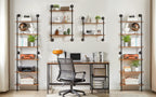 YMYNY Industrial Pipe Ladder Shelf, 6-Tier Wall Mounted Bookcase with Metal Frame, 78.7" Open Bookshelf, Multifunctional Storage Rack for Home Office, Living Room, Plant Stand, Rustic Brown, RF-TM018
