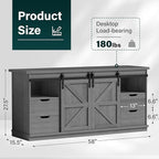 JUMMICO TV Stand with 4 Drawers for 65 Inch TV, Farmhouse Entertainment Center with Storage and Sliding Barn Doors, Rustic Media TV Console Cabinet with Shelves for Living Room Bedroom (Pale Gray)